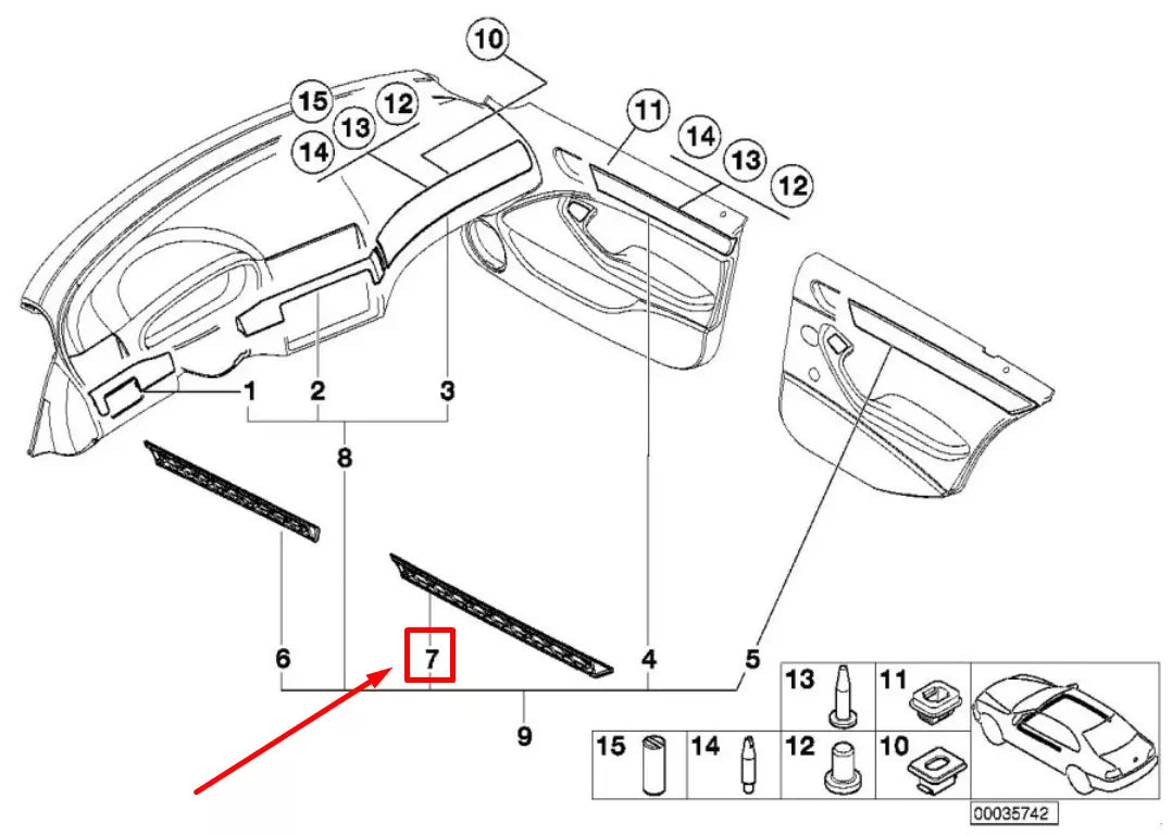 NEW BMW 3 E46 REAR LEFT DOOR DECORATIVE STRIP 51428213995 8213995 ORIGINAL