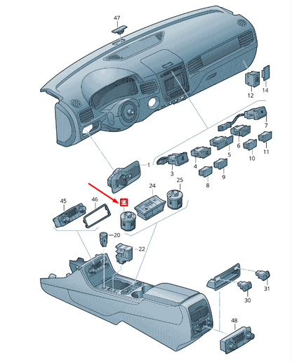 new vw touareg mk2 centre/rear differential lock switch lhd 7p1941435a original
