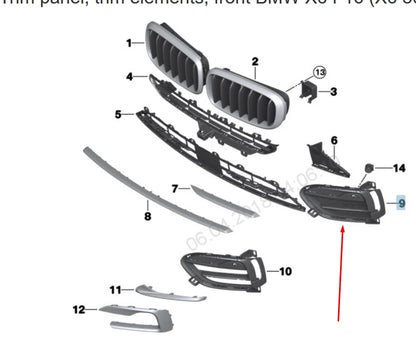 NEW BMW X6 F16 FRONT BUMPER LEFT CLOSED GRILLE 51117319777 7319777 2015 ORIGINAL