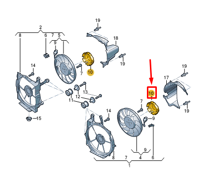 new audi e-tron gt left radiator fan protective cap 9j1959459a original