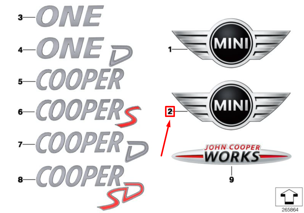 new mini coupe r58 rear trunk emblem 51142759223 original