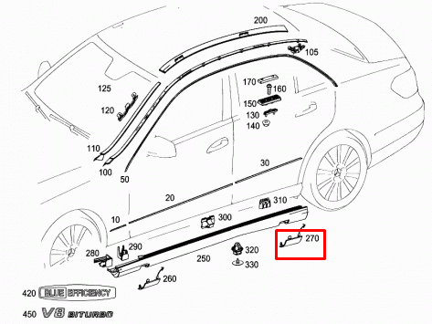 NEW MB E-CLASS W212 AMG SKIRT REAR LEFT COVER A21269817309999 ORIGINAL