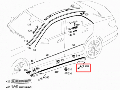 NEW MB E-CLASS W212 AMG SKIRT REAR LEFT COVER A21269817309999 ORIGINAL