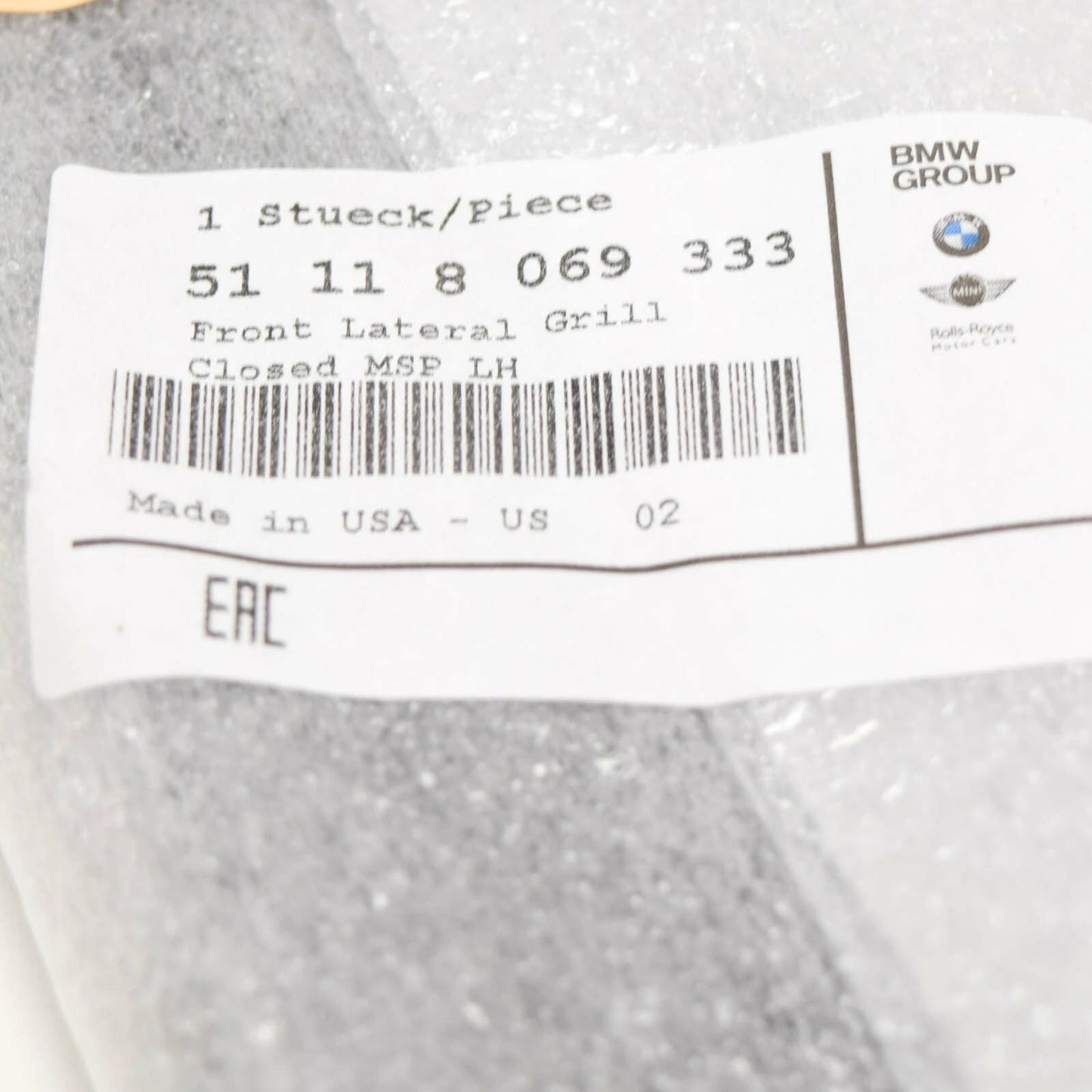 NEW BMW X6 F16 FRONT M BUMPER LEFT GRILLE 51118069333 2016