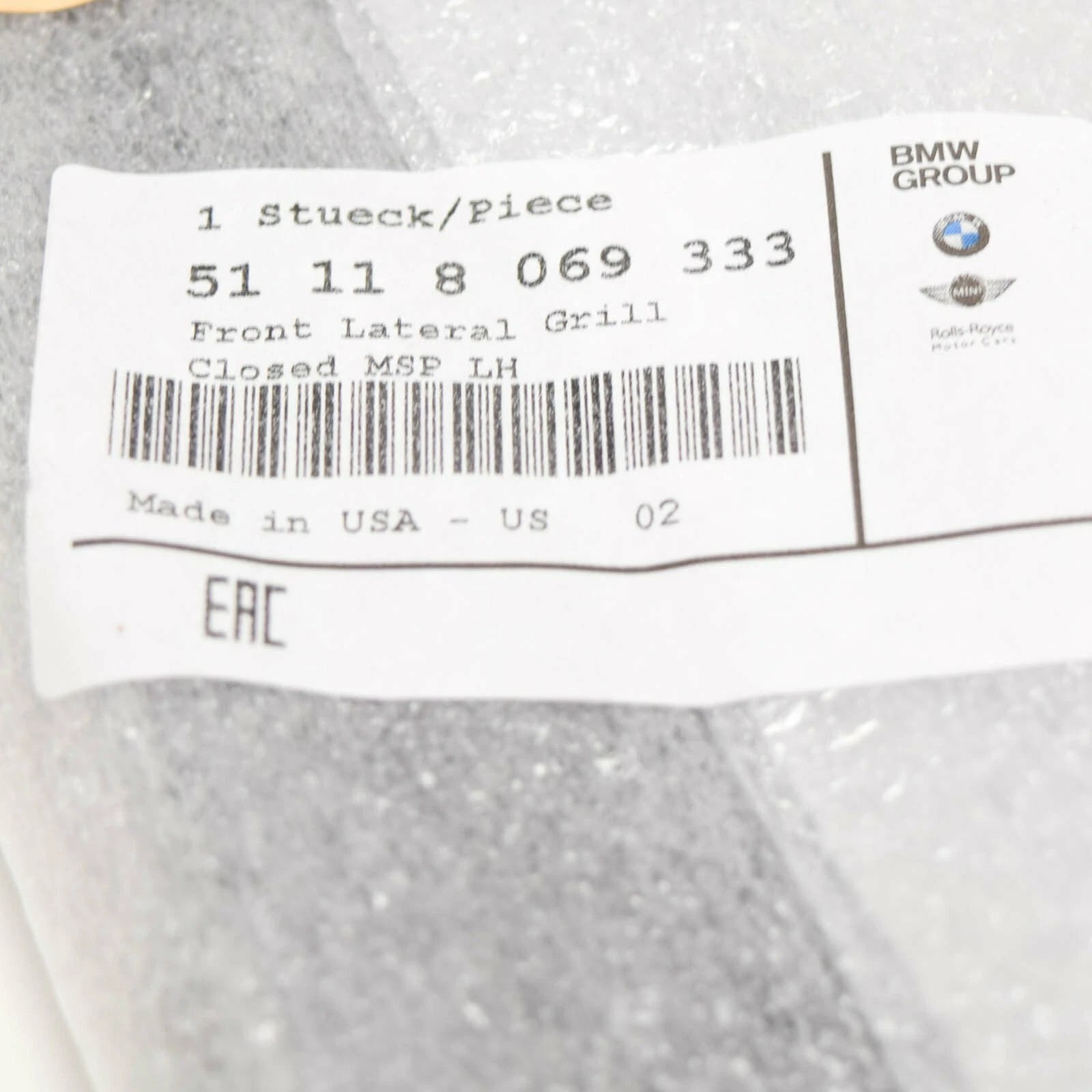 NEW BMW X6 F16 FRONT M BUMPER LEFT GRILLE 51118069333 2016