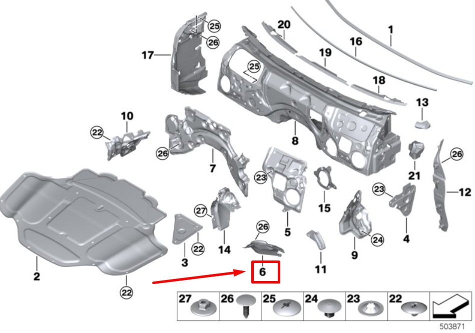 new bmw 8 g14,f91 front left wheel arch sound insul. 51487462223 7462223