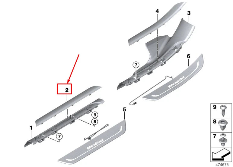 NEW BMW 7 G11 FRONT LEFT COVER STRIP COVER 51477378053 ORIGINAL