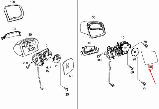 NEW MERCEDES-BENZ GLE W166 FRONT RIGHT DOOR MIRROR GLASS A1668100219