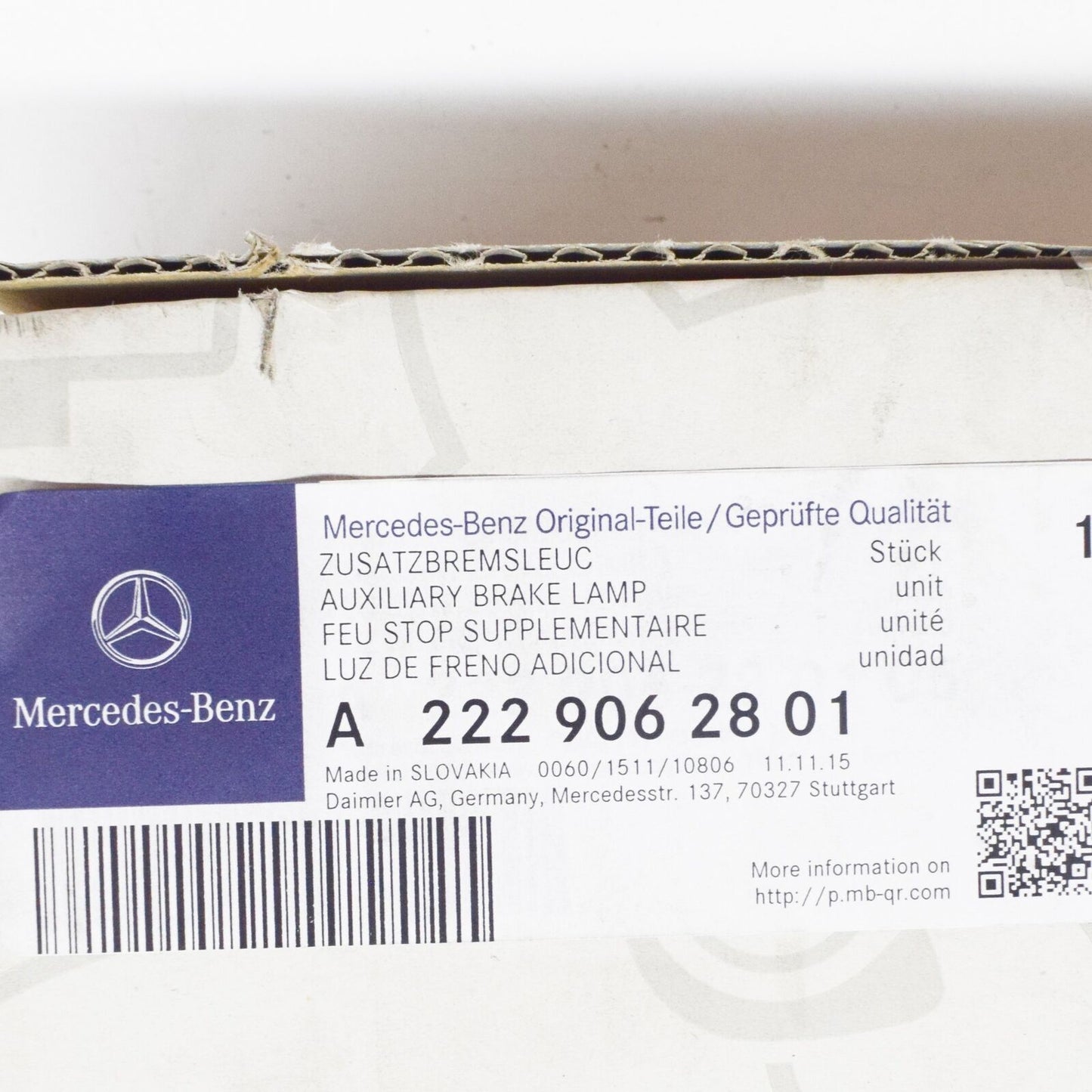 NEW MERCEDES-BENZ S W222 ADDITIONAL THIRD BRAKE LIGHT A2229062801 ORIGINAL