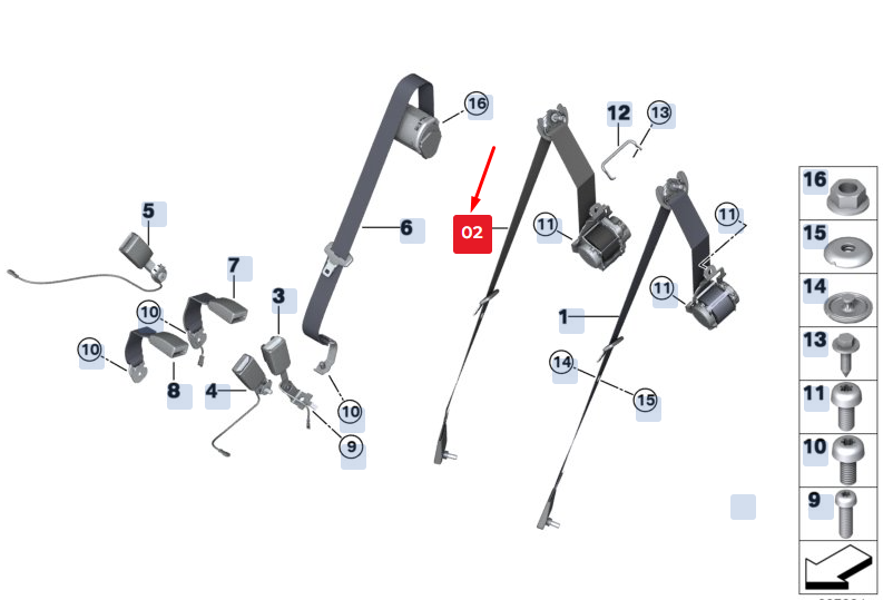 new bmw x5 f15 rear left seatbelt 72117318367 7318367 original