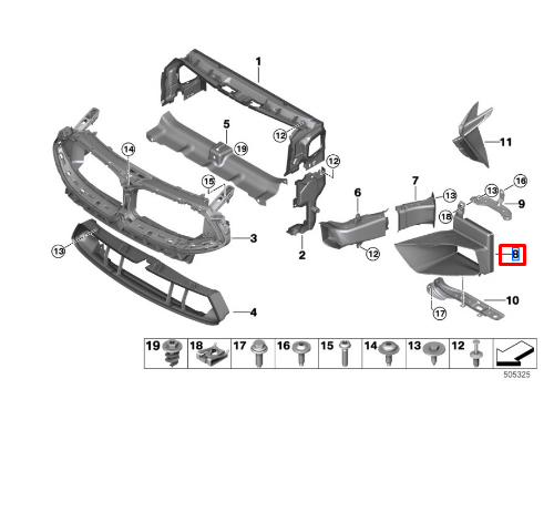 new bmw m8 cabrio f91 right radiator air duct 51748059690 8059690 original