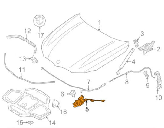 NEW BMW 7 G12 FRONT BONNET HOOD LOCK 51237347409 7347409 ORIGINAL