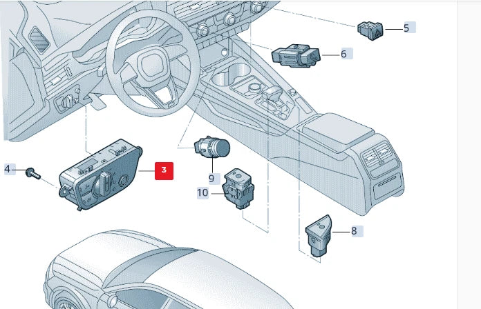 NEW AUDI A4 AVANT B9 HEADLIGHT SWITCH CONTROL UNIT 4M0941531AB5PR ORIGINAL