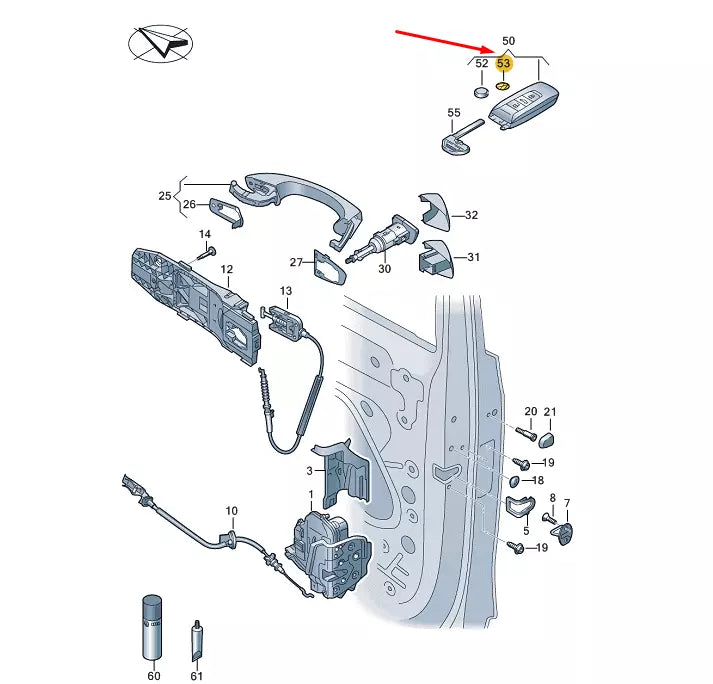 NEW VW TOUAREG CR KEY EMBLEM LOGO STICKER 5H0837891FOD ORIGINAL