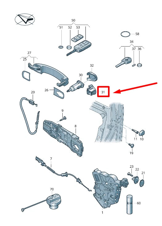 NEW VW CADDY ALLTRACK FRONT LEFT DOOR HANDLE BLANK HOUSING 2K5837233 ORIGINAL