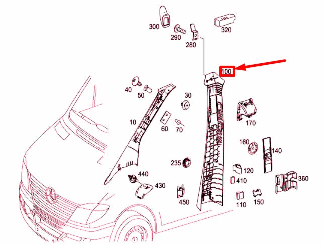 NEW MERCEDES-BENZ SPRINTER W906 LEFT SIDE B PILLAR TRIM A90669202007J69 ORIGINAL