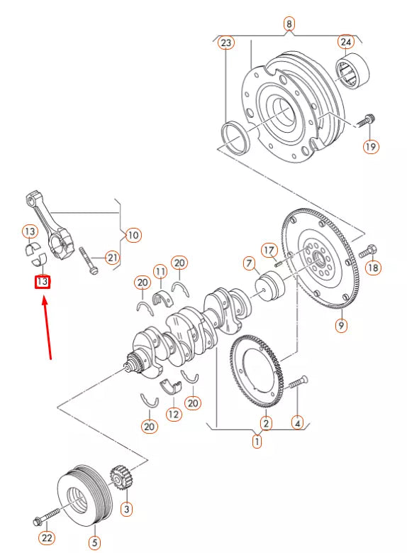 NEW AUDI A4 B8 ENGINE CONNECTING ROD BEARING SHELL 06E105701RGLB ORIGINAL