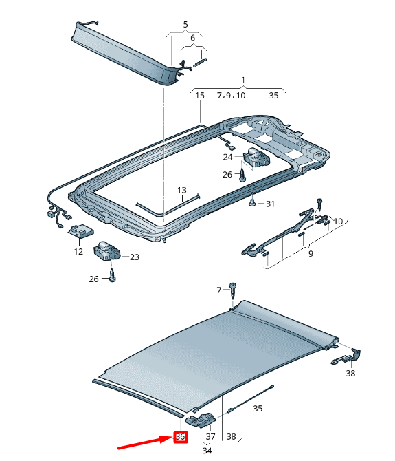 new volkswagen t-roc a11 roof arch 2ga877355 original