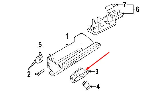 NEW VOLKSWAGEN GOLF MK6 ALUMINUM PLATED PLASTIC GLOVE BOX HANDLE 1K1857147D3Q7