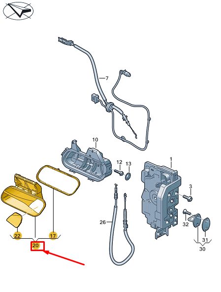 new vw id.4 e21 front left door exterior handle lhd 11b837205asgru original