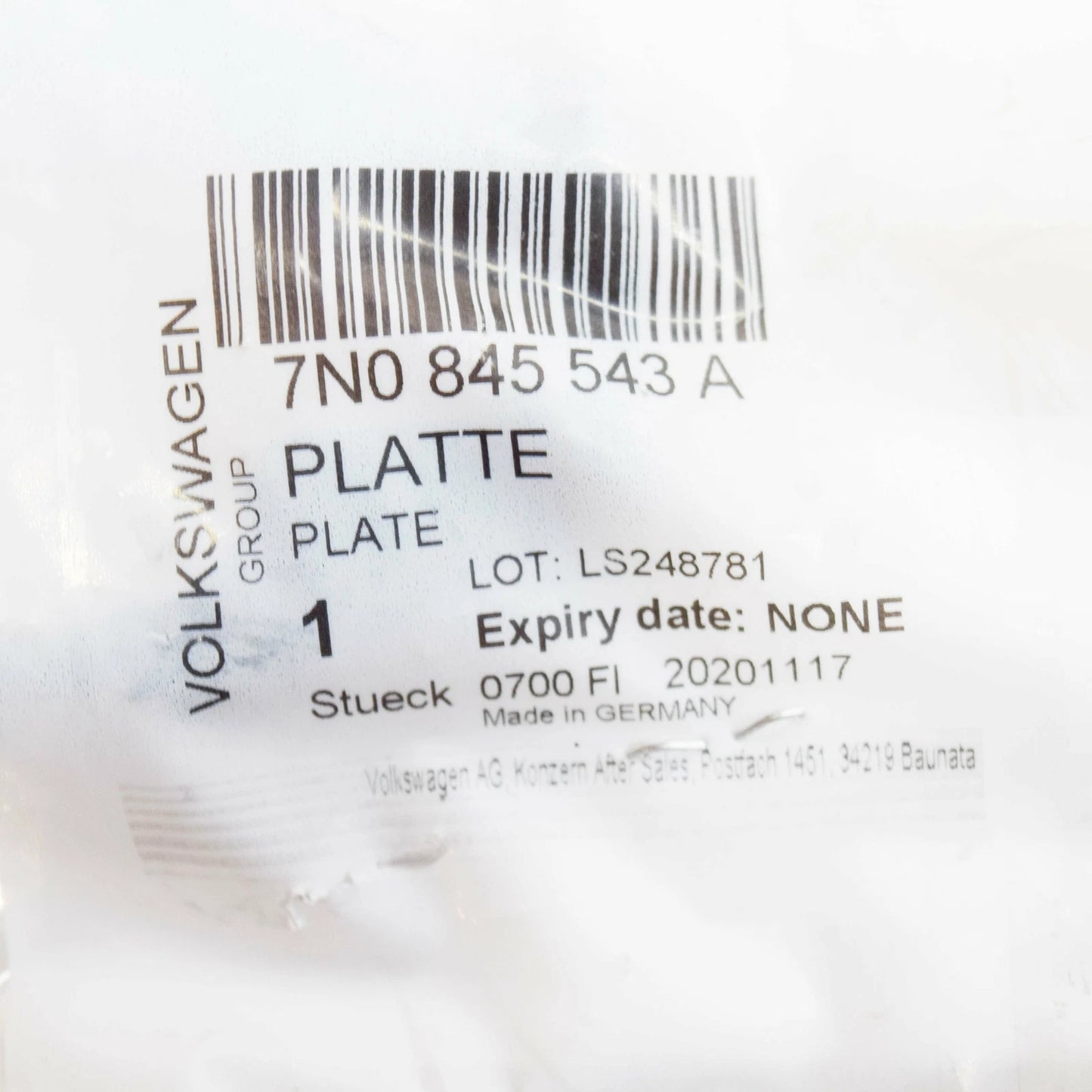 NEW VOLKSWAGEN CC RETAINING PLATE FOR INTERIOR MIRROR 7N0845543A