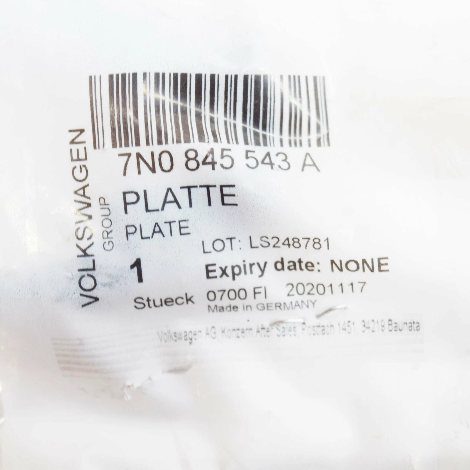 NEW VOLKSWAGEN CC RETAINING PLATE FOR INTERIOR MIRROR 7N0845543A