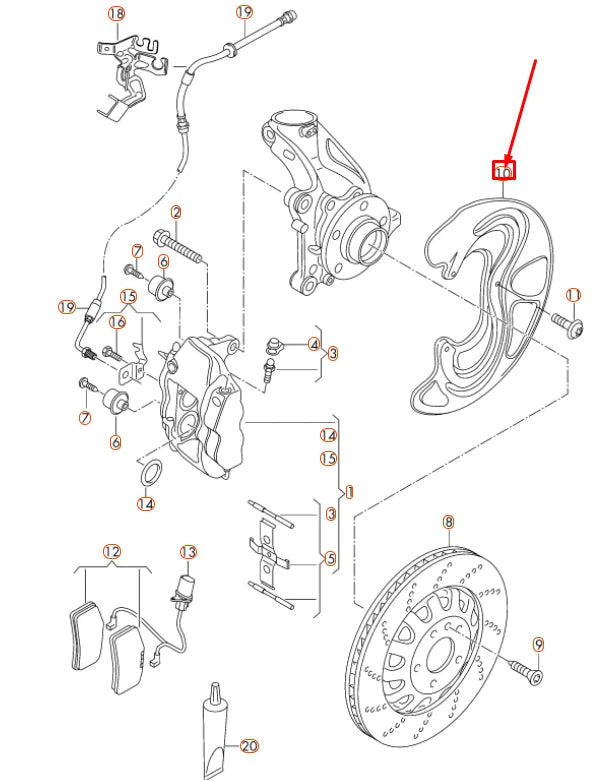 NEW AUDI TTRS 8J FRONT RIGHT BRAKE DISC COVER PLATE 8J0615312E