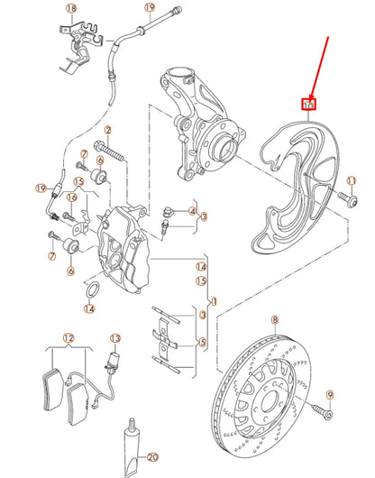 NEW AUDI TTRS 8J FRONT RIGHT BRAKE DISC COVER PLATE 8J0615312E