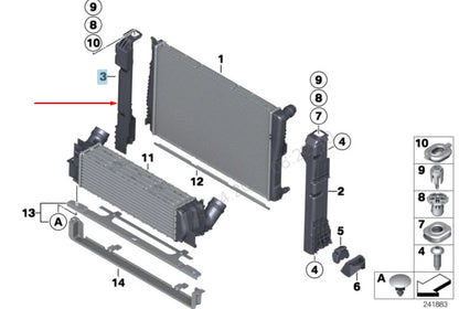 NEW BMW X3 F25 RIGHT RADIATOR BRACKET 17117593839 7593839 2016 ORIGINAL