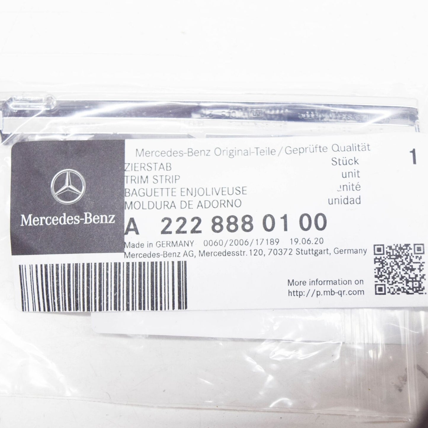 NEW MERCEDES-BENZ S W222 RADIATOR GRILLE CENTER LEFT TRIM A2228880100 ORIGINAL