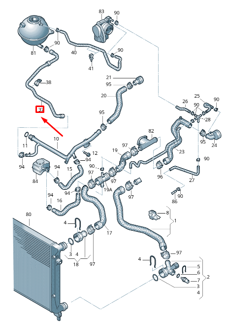 NEW VOLKSWAGEN CADDY 2K MK3 COOLANT HOSE PIPE 2K0122109 ORIGINAL