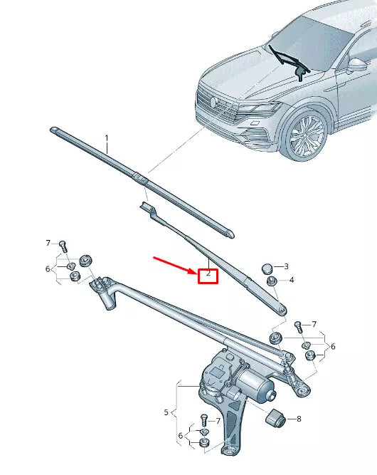 NEW VW TOUAREG CR FRONT LEFT WIPER ARM LHD 76195540903C