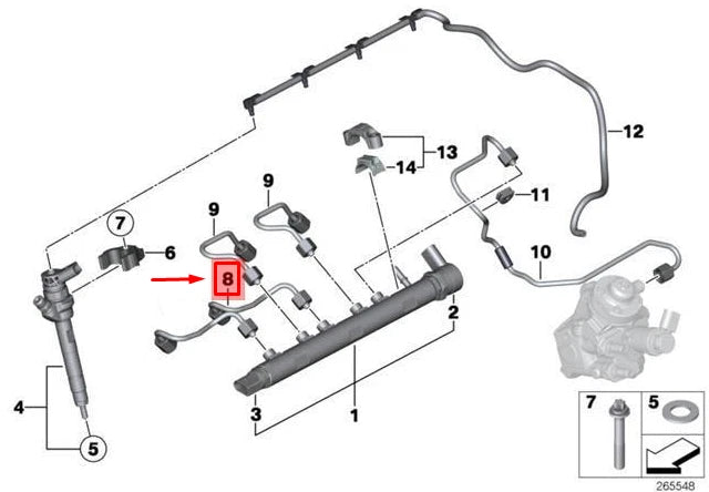 NEW BMW X1 E84 PRESSURE HOSE ASSEMBLY 13537810713 ORIGINAL