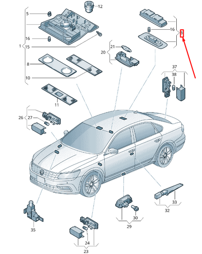 NEW VW PASSAT B8 REAR OVER HEAD INTERIOR READING LIGHT 3C0947291FY20 ORIGINAL
