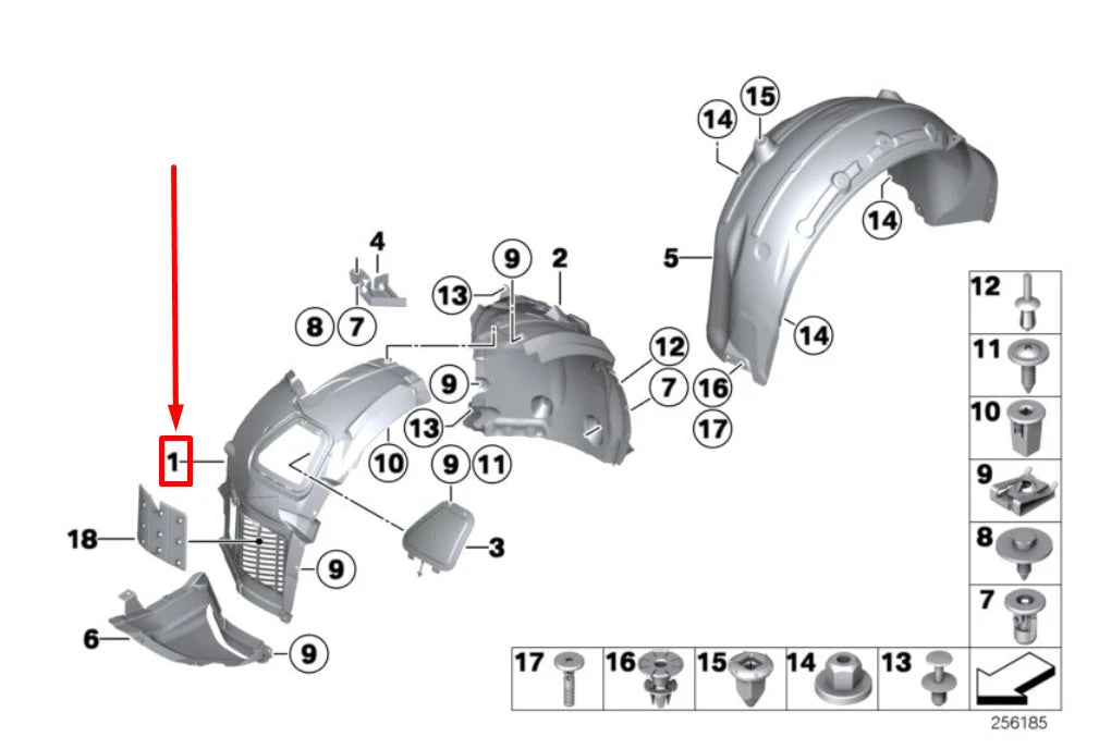 NEW BMW 6 COUPE F13 FRONT RIGHT INNER FENDER LINING 51717224484 7224484 ORIGINAL