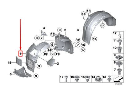 NEW BMW 6 COUPE F13 FRONT RIGHT INNER FENDER LINING 51717224484 7224484 ORIGINAL