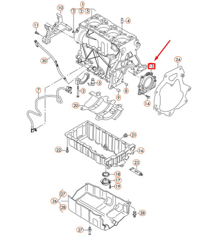 NEW AUDI A1 8X REAR CRANKSHAFT SEALING FLANGE 04L103171 ORIGINAL