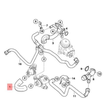 NEW BMW 1 E81 THERMOSTAT COOLANT WATER HOSE TUBE 11537558071 ORIGINAL