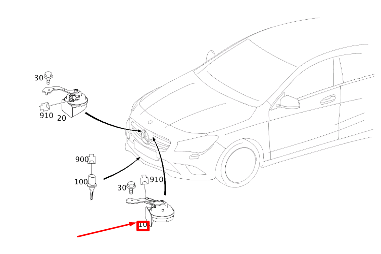 NEW MERCEDES-BENZ CLA C117 LEFT SIDE HORN 420HZ A0005401910 ORIGINAL