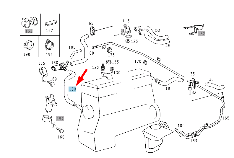 NEW MERCEDES-BENZ CLK C208 RECIRCULATING PUMP TO ENGINE HOSE A2028326494