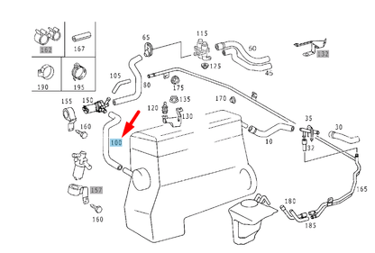 NEW MERCEDES-BENZ CLK C208 RECIRCULATING PUMP TO ENGINE HOSE A2028326494