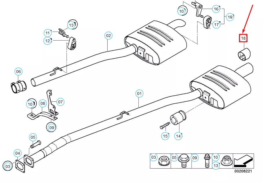 NEW BMW 5 E60 CHROME TAILPIPE TRIM 18307535418 7535418 ORIGINAL