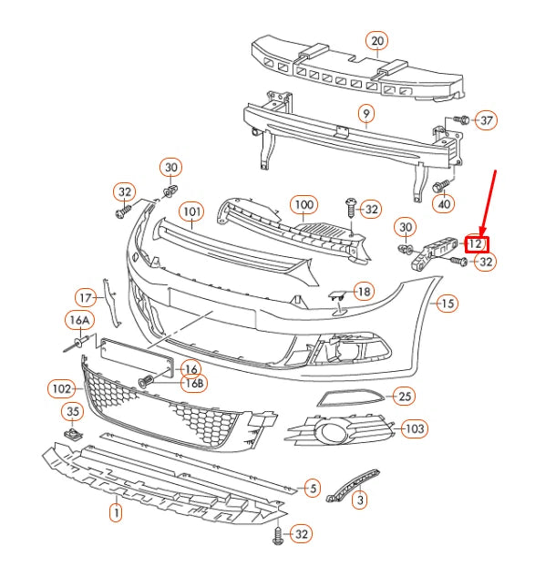 NEW VW SCIROCCO MK3 FRONT BUMPER RIGHT SIDE GUIDE PROFILE 1K8807184B ORIGINAL