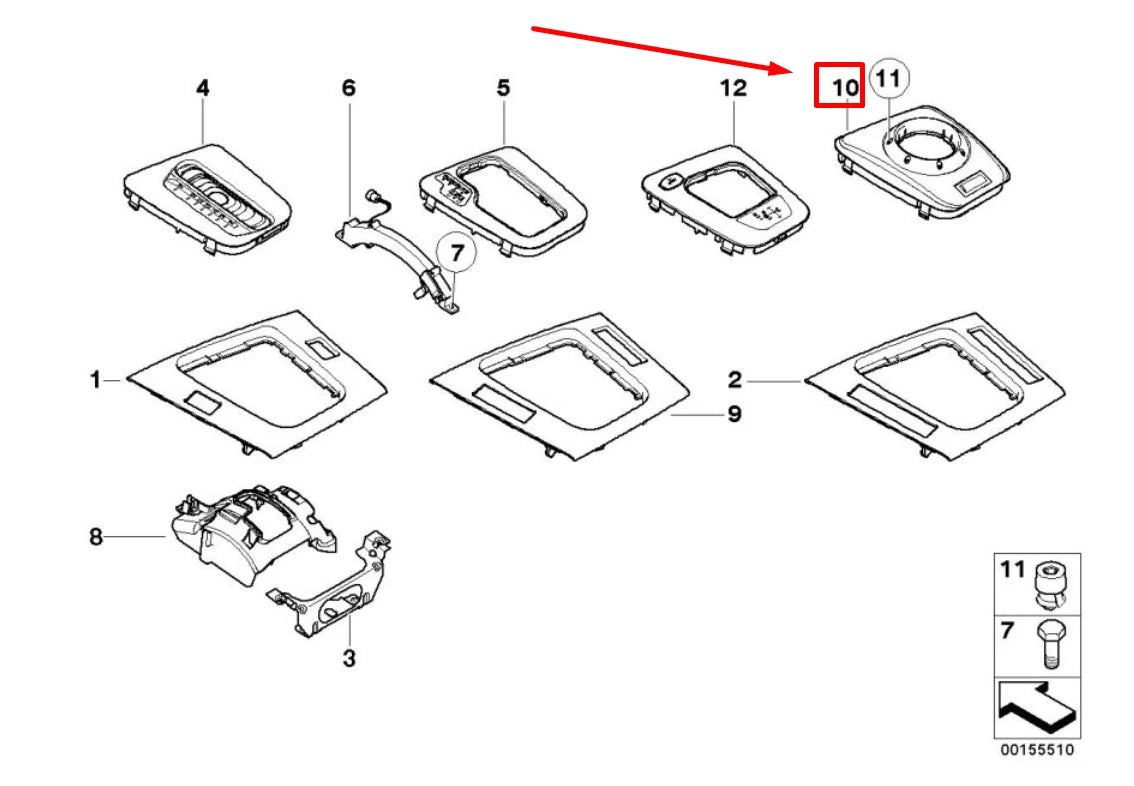 NEW BMW 3 E46 SHIFTER TRIM BEZEL COVER 896461 51167896461 ORIGINAL
