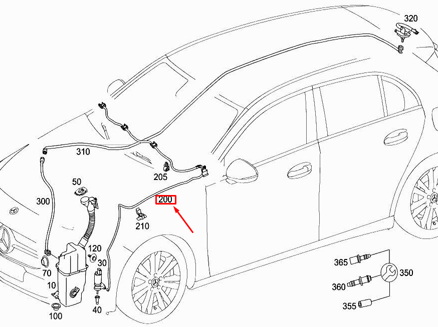 NEW MERCEDES-BENZ A W177 WINDSHIELD WASHER HOSE WITH NOZZLE A1778600200 ORIGINAL