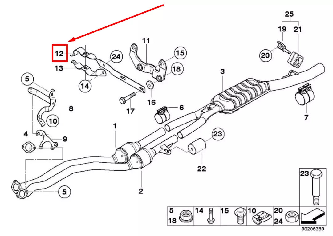 NEW BMW 5 E60 FRONT EXHAUST PIPE BRACKET 18207521347 7521347 ORIGINAL