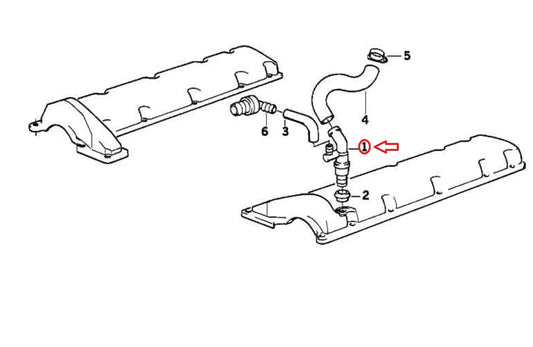 NEW BMW 8 E31 ENGINE CRANKCASE BREATHER HOSE CONNECTOR 11151718642 ORIGINAL
