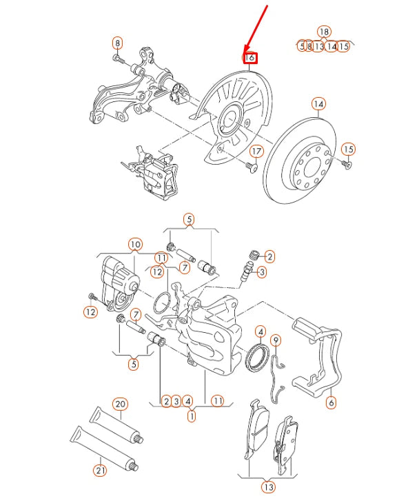 NEW AUDI A3 8V REAR RIGHT BRAKE DISC PROTECTION COVER PLATE 5Q0615612F ORIGINAL