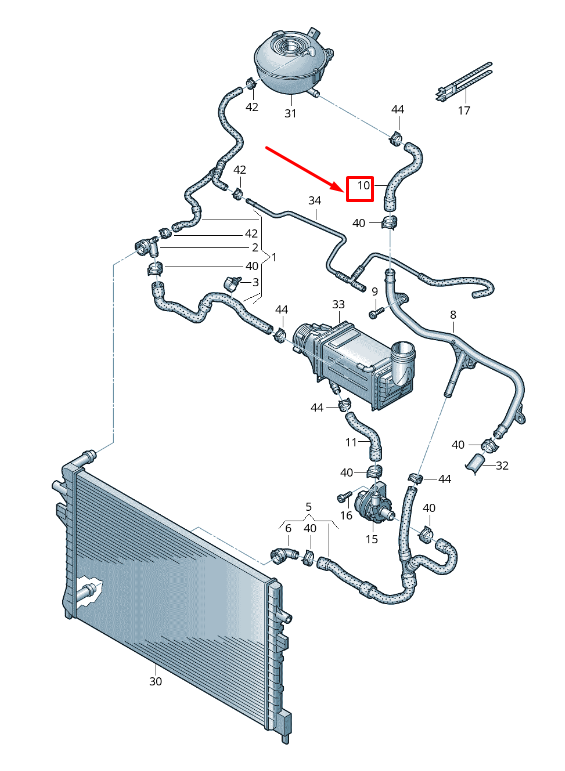 new vw arteon 3h engine coolant hose 5q0121109s original