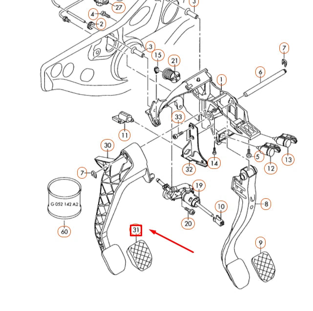 NEW AUDI A4 B7 CLUTCH PEDAL CAP 8E072117301C ORIGINAL
